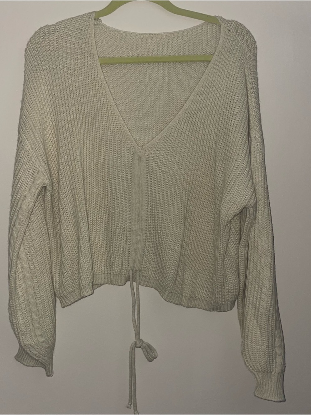 Cozy V-Neck Drawstring Knit Sweater